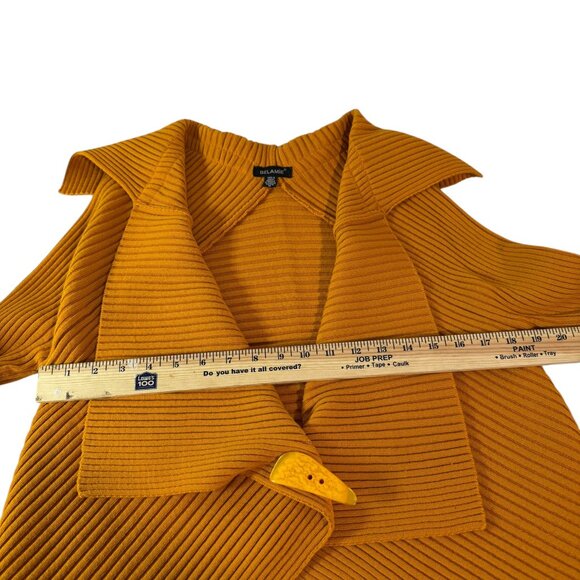 Bellamie Mustard Ribbed Knit Wrap Sweater Jacket M |  Asymmetrical cardigan - Picture 8 of 8